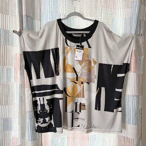 Ulla Popken Mixed Fabric Plus Size Fit Top 3X NWT